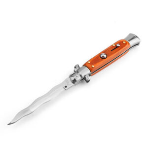 8.75 Inch Italian Stiletto Switch Kris Blade Fick Knife Red Wood