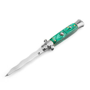 8.75 Inch Italian Stiletto Switch Kris Blade Fick Knife Green